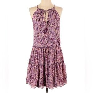 Drew halter tie neck tiered ruffle dusty rose purple dress